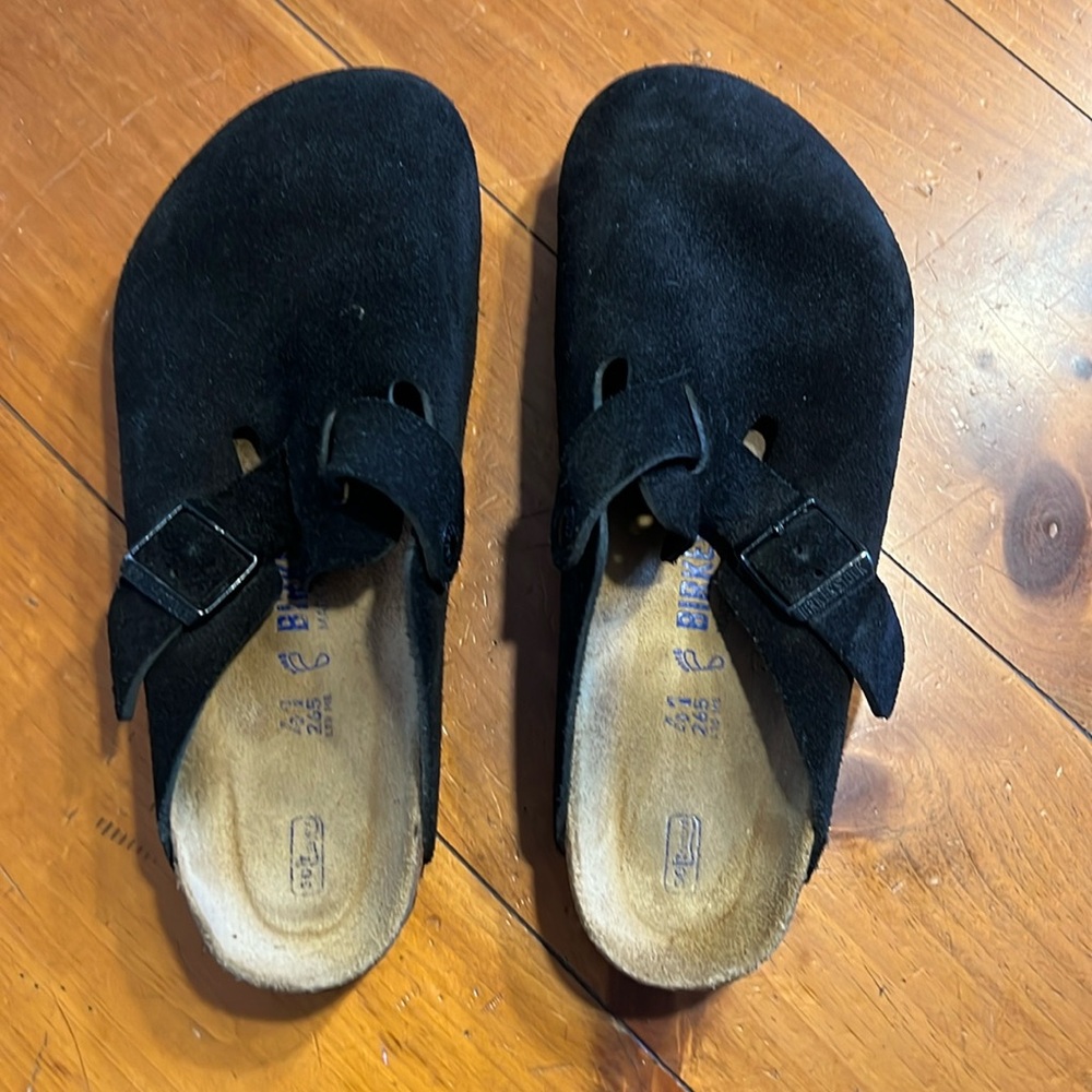 New Birk clogs, black suede.  Never worn outside.